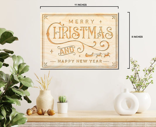 Laser Engraved Sign - "Merry Christmas and Happy New Year" - 100% Locally Made, Handcrafted, Custom