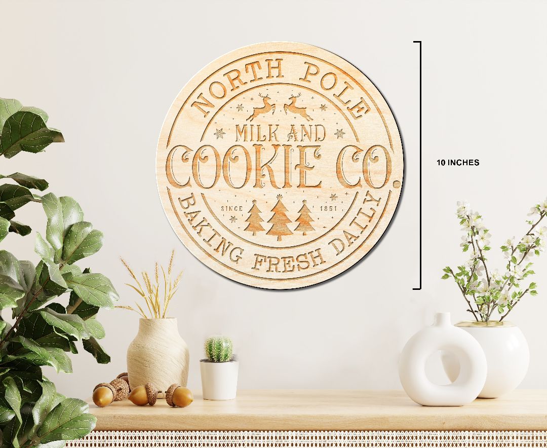 Laser Engraved Sign - "North Pole Milk and Cookie Co" - 100% Locally Made, Handcrafted, Custom