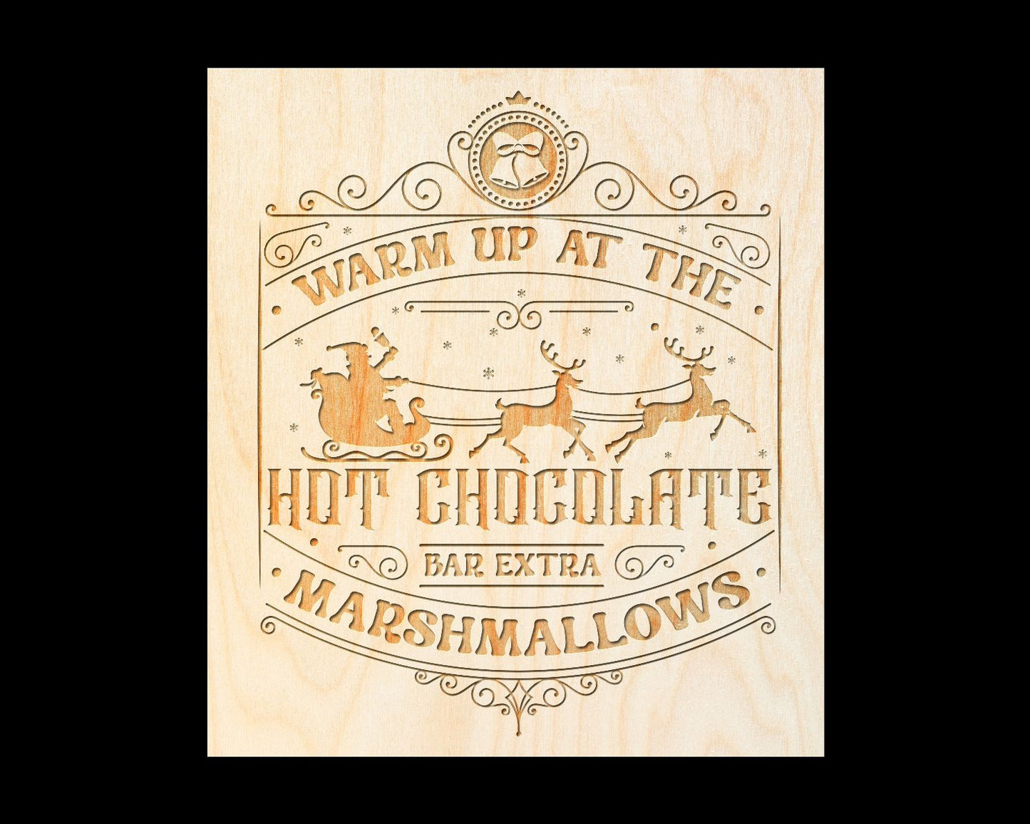 Laser Engraved Sign - "Warm up at the Hot Chocolate Bar Extra Marshmallows" - 100% Locally Made, Handcrafted, Custom